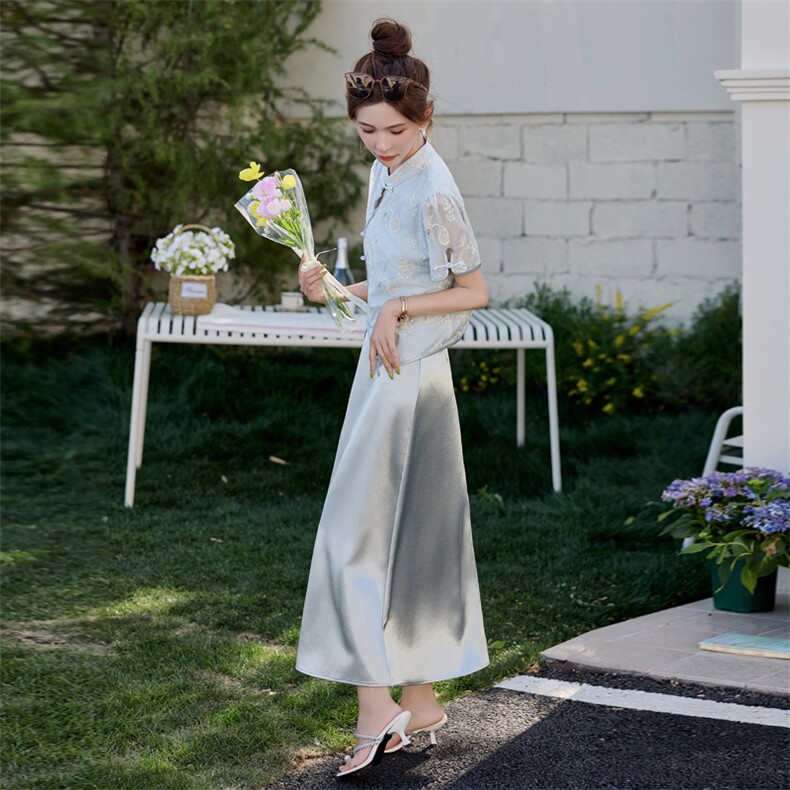 新中式国风套装裙2025夏季新款气质女神范高端改良旗袍穿搭一整套,女装套装/套裙,慧尚依恋