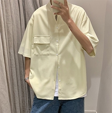 夏季薄款工装情侣装衬衫港风短袖宽松休闲半袖衬衣男W3214-P32，男装衬衫，星座512-2