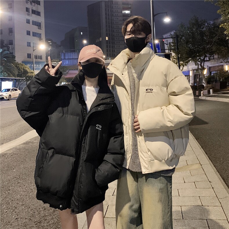 情侣冬装港风PU软皮棉服刺绣logo棉衣休闲加厚外套男G1103P128,男装棉衣,电商A339