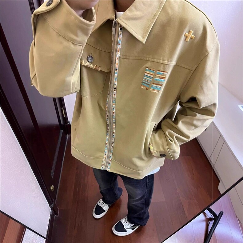 星光熠熠设计感情侣百搭宽松复古工装夹克513AJK2733P62，男装夹克，星座513A