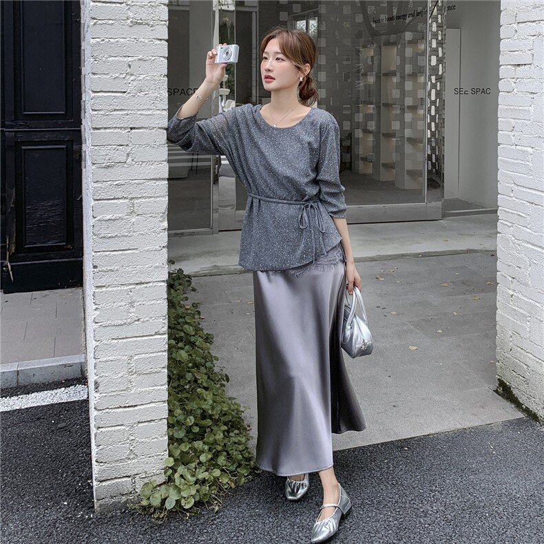 秋季吊带连衣裙长袖衫时尚两件套女，女装套装/套裙，秋水欣儿
