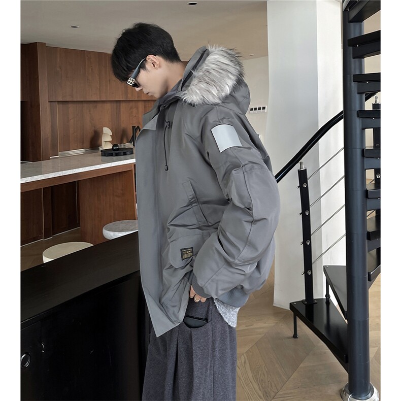 港风连帽可脱卸毛领工装棉衣男大码潮流棉衣男MY77917P138控198，男装棉衣，星座227-7