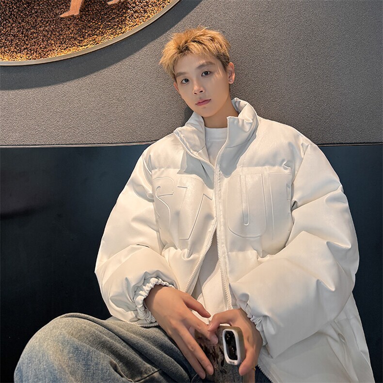 冬季男立领pu皮衣钢印羽绒棉服外套M2881P85直播,男装皮衣,星座1904A-1