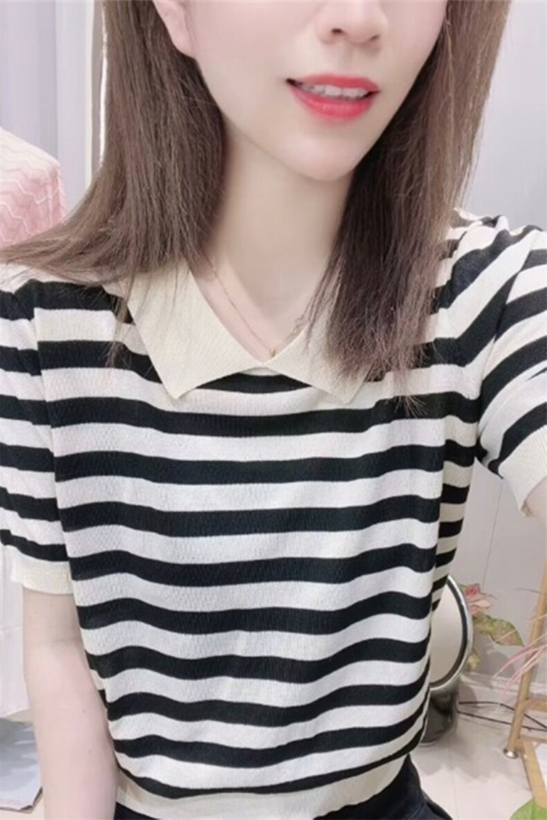 夏季简约休闲百搭舒适女士显瘦翻领短袖,女装T恤,斯美雅安迪绒