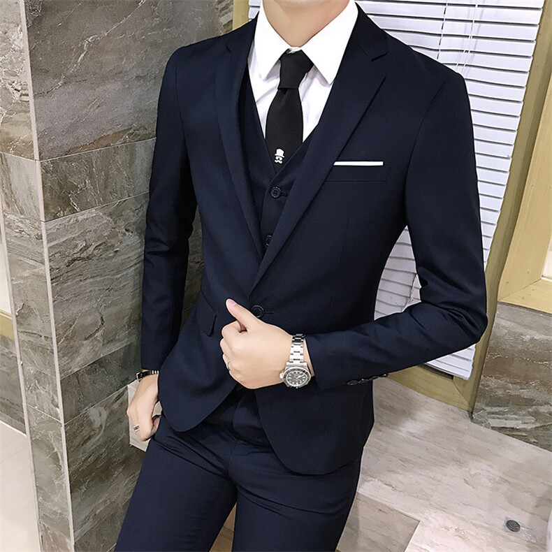 一粒扣男装西服套装三件套纯色商务职业装1012-W6293-P180,男装西服套装,星座1012