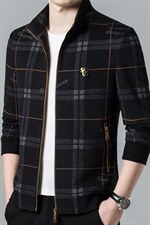男士商务休闲格子夹克衫中年立领秋冬装新款外套上衣ASD8810-P260，男装夹克，电商B212（原钱塘6029）