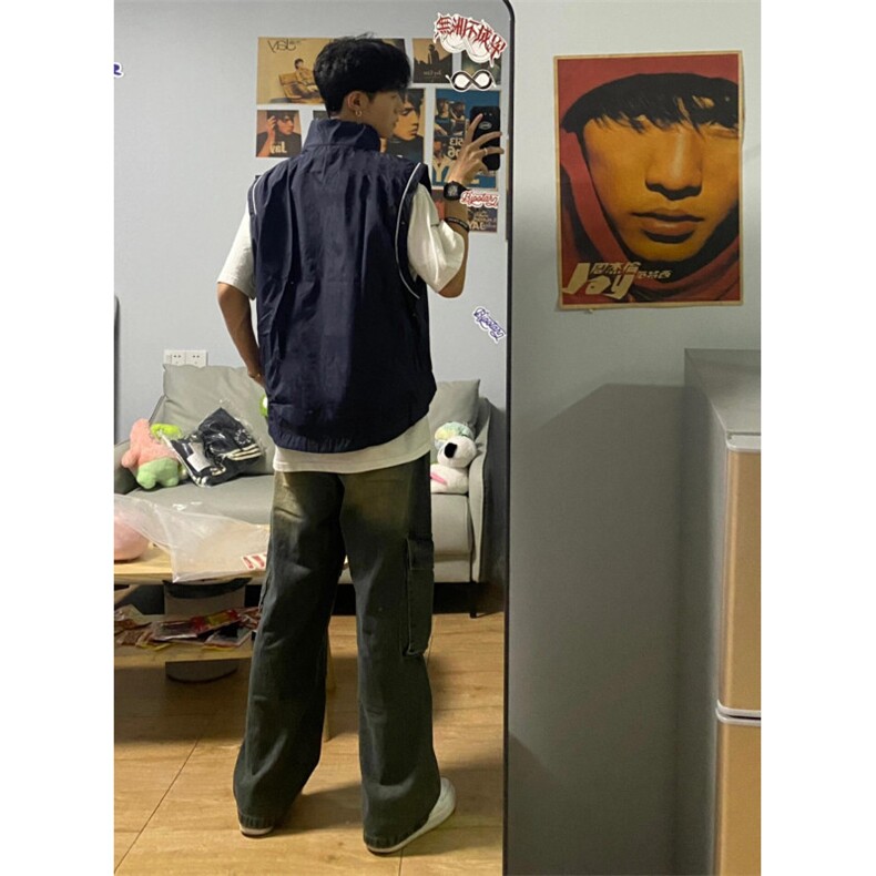 【网图有货】藏蓝色美式工装马甲背心男山系短款外套A683CC-特P40,男装背心/马甲,星座1007（原301D）