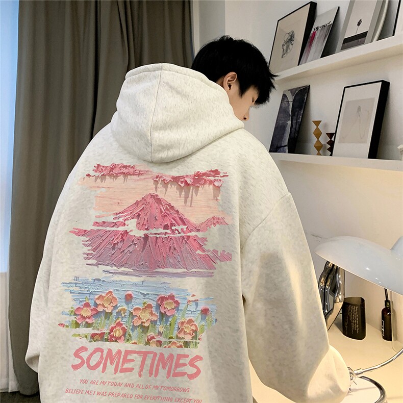 WASSUP HAPPY美式嘻哈卫衣男春秋季复古oversize重磅潮牌连帽外套图片
