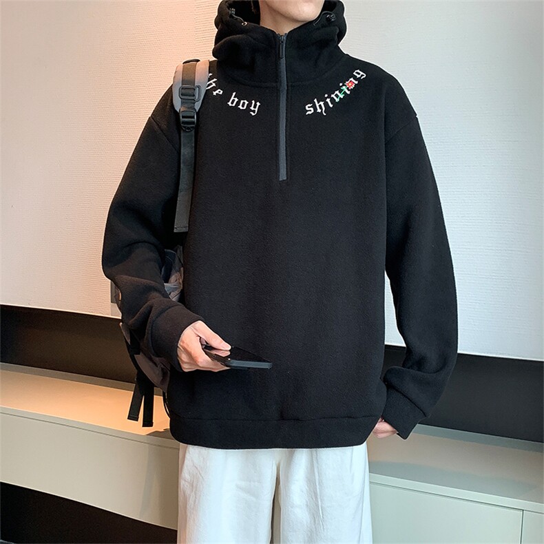 冬季加绒高领半截拉链卫衣男潮流摇粒绒卫衣长袖A668P50,男装卫衣,星座210-1