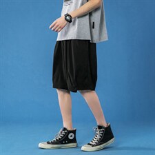 K162P23蓝底冰丝休闲宽松五分裤纯色百搭学生港风短裤夏装潮流，男装休闲裤，电商A050