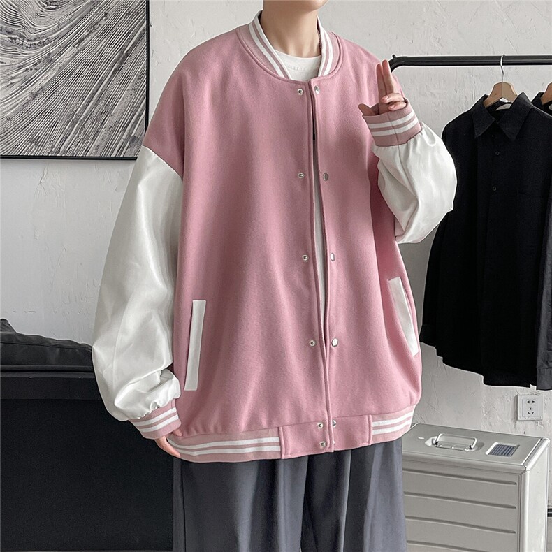 1港风毛呢子休闲宽松潮流棒球服夹克男外套大皂风7423P70控98图片