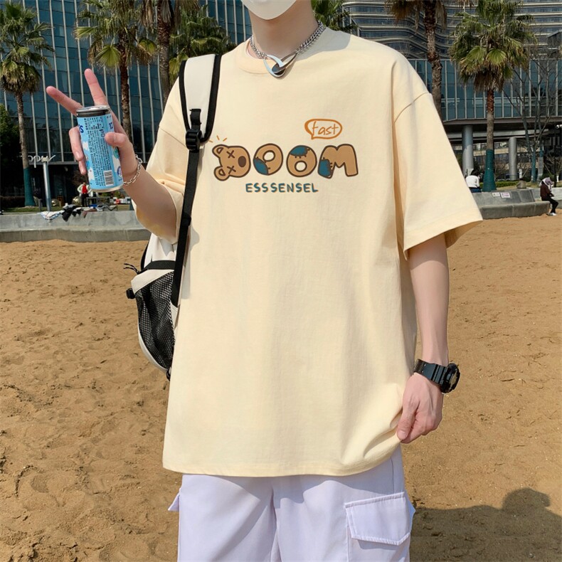 港风夏季重磅纯棉宽松230克圆领五分短袖T恤-T701-P20，男装T恤，星座310B