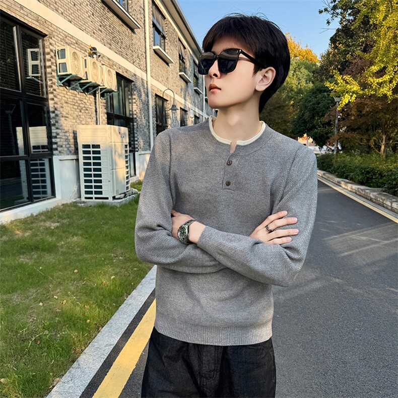 冬季店主风社会小伙痞帅立领假二件针织打底衫毛衣301A-1/M99/P58，男装T恤，星座301A-1