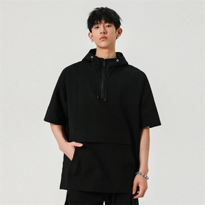 半拉链连帽polo衫短袖男夏季冰丝薄款宽松t恤 A406 T6063 特P42图片
