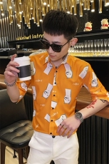 312A-112-P55新款社会小伙中袖衬衫韩版潮流男士五分袖衬衣C，男装T恤，星座312A-5