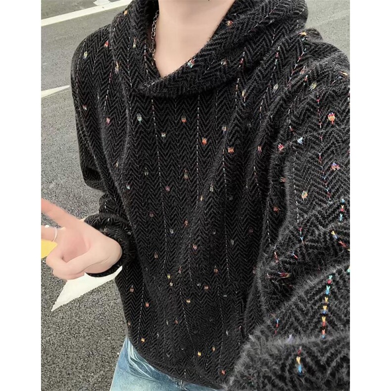 小香风提花针织刺绣连帽卫衣男款秋冬季cleanfit美式毛绒情侣外套,女装短外套,四季星座505