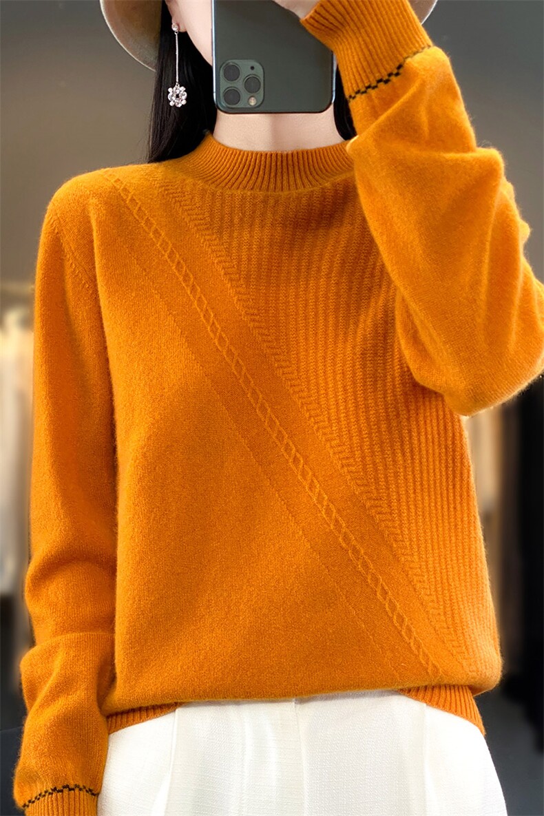 女套头短款2024年新款秋冬内搭洋气网红打底羊毛衫,女装羊毛衫,蒙特羊绒