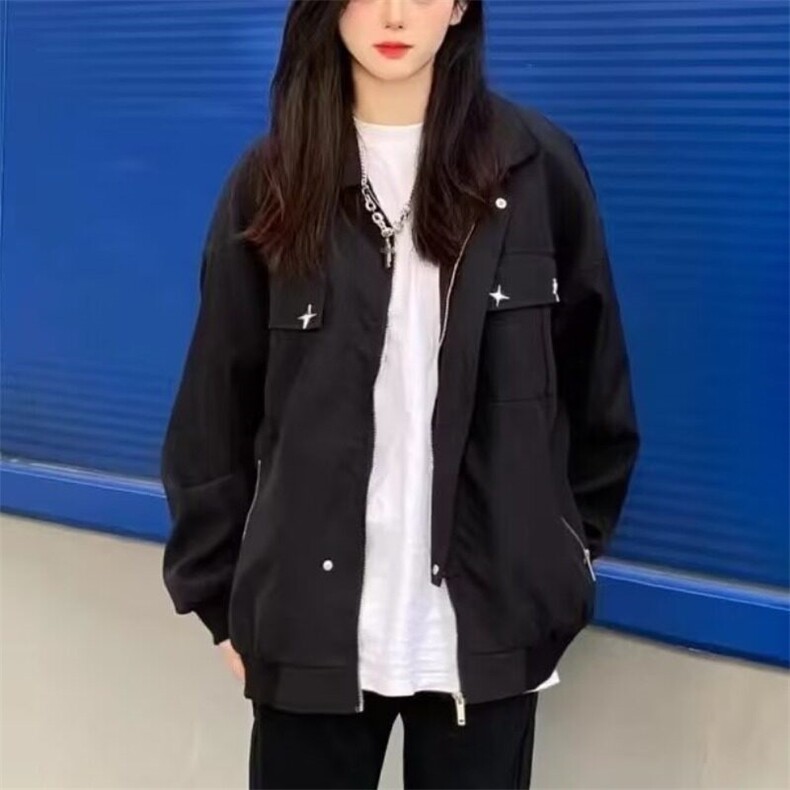 美式复古街头时尚装饰设计男女潮工装夹克宽松休闲百搭情侣外套图片