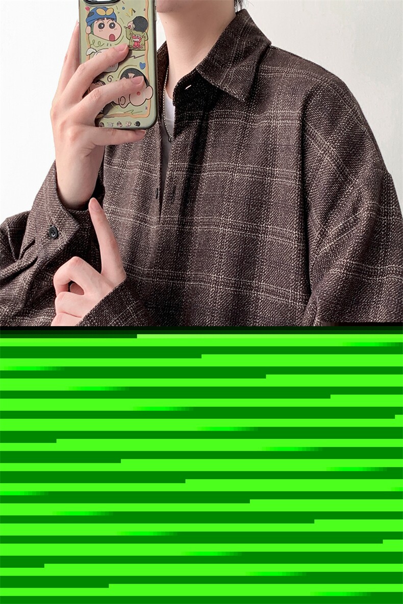 已出货厚款小香风长袖衬衫男宽松格子衬衣KD627-P30,男装衬衫,电商D312-1