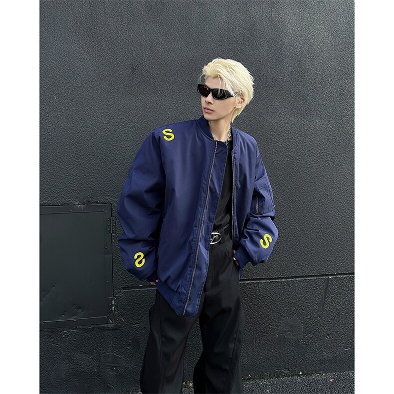 美式字母绣花棒球服棉夹克男女潮宽松情侣飞行棉服MY0891-P80,男装棉衣,星座308B-1