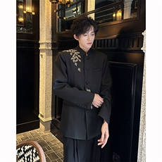 现货！25重工珠片刺绣男士金叶片礼服设计款新中式西服XZ125-P178，男装西服，电商B288