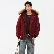 冬季美式cleanfit棉服毛领加绒加厚潮牌撞色棉服外套MY6868-P88，男装棉衣，星座610B-1
