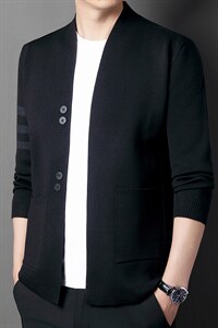 秋季2023新款毛衣开衫男士商务休闲中年针织男装纯色圆领外套图片