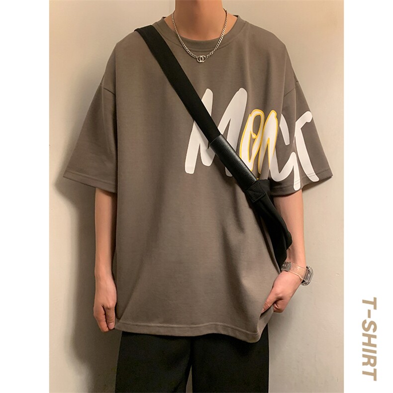 短袖男港风暖光夏季休闲百搭字母圆领T恤男上衣TC3133-P25控45,男装T恤,星座717