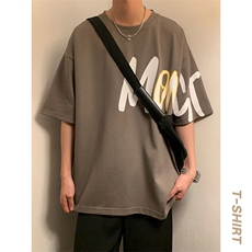 短袖男港风暖光夏季休闲百搭字母圆领T恤男上衣TC3133-P25控45，男装T恤，星座717