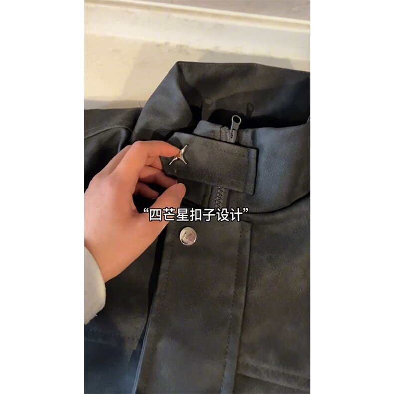 （量大差价足）春秋款复古PU皮夹克磨砂质感外套DY2313-P95,男装夹克,星座1213