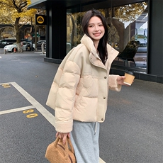【新款现货】个性拼接羽绒服立领小个子保暖外套99036款P285K388，女装羽绒服，2C316