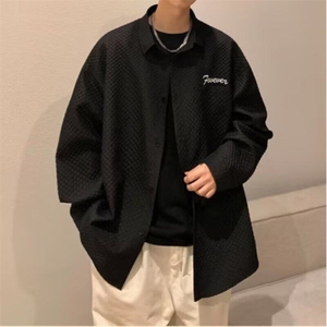 秋冬季长袖衬衫男肌理感衬衣外套痞帅复古港风高级感男装2025图片