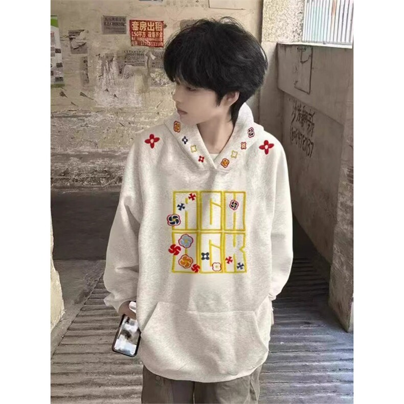 1506/QW110/P47重磅美式高街刺绣连帽卫衣,男装卫衣,星座1506