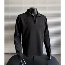 美式潮流秋季新品拉链polo衫T恤长袖男宽松情侣卫衣男TX221-P30，男装Polo衫，电商C213(原B265)