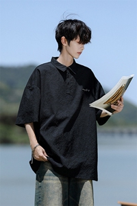 8XL-M 轻薄3D泡泡肌理感速干POLO衫男宽松印花冰丝短袖T恤CS529图片