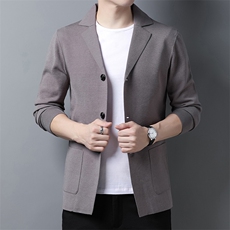DEJ-J009男式2023秋季新款西服针织开衫西装领商务休闲男装P118，男装针织衫/毛衣，电商B360