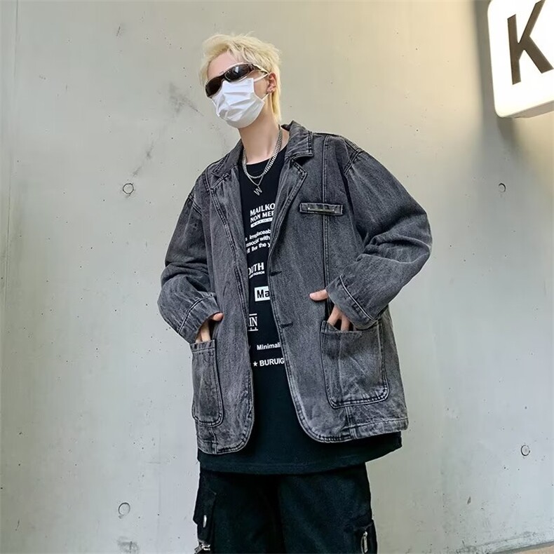 高品质秋款男牛仔西装领夹克渐变色休闲外套JK8834P65,男装夹克,星座1013-1