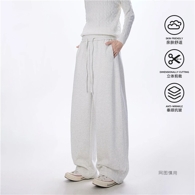 网图大秋冬加绒男弯刀裤垂感卫裤运动裤K10235-38/K10235绒43,男装休闲裤,电商A099