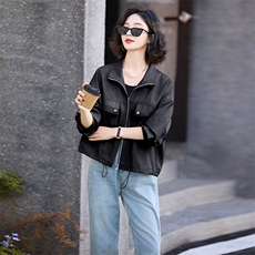 小皮衣外套女春秋2024新款港风小个子短款美式复古休闲PU机车夹克，女装皮衣，跑量工厂店