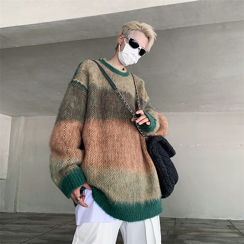 慵懒风撞色毛衣男美式复古休闲软糯针织衫小众百搭线衣MY0214-P50,男装针织衫/毛衣,星座308B-1