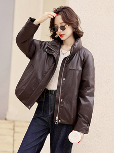2025年新款90白鸭绒休闲皮衣款羽绒服女图片
