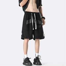 B225-K2208-P55-X69--聚酯纤维-美式麂皮绒印花短裤，男装牛仔裤，电商B225