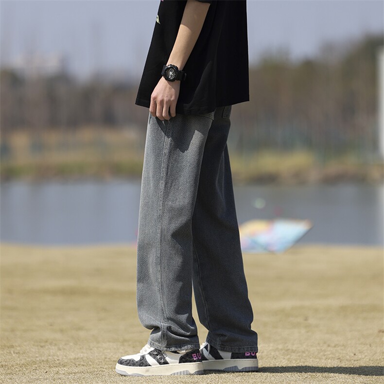 复古阔腿牛仔裤男春夏季2024宽松显瘦直筒裤1809-P40 限价79图片