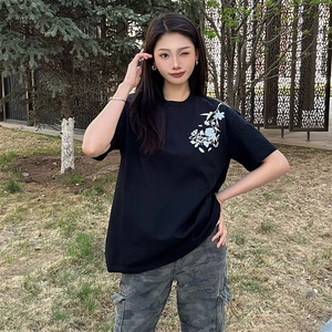 万针全刺绣解构设计260克重磅双纱纯棉高品质美式高街短袖T恤特35图片