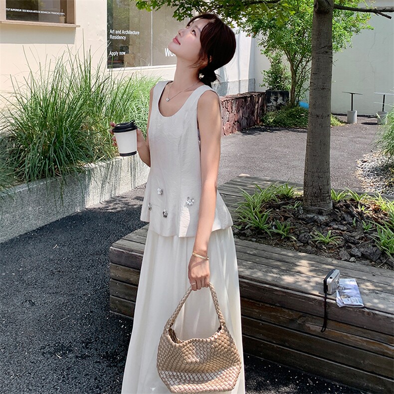 2025年夏季新款无袖上衣半裙套装-款号5856-P155-K228,女装套装/套裙,浙宝305
