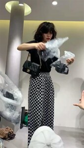 欧货格子阔腿裤图片