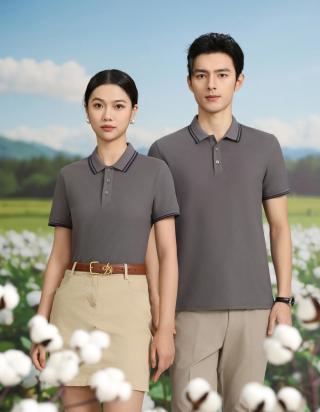 2025年夏季双色领短袖T恤全棉POLO衫抑菌透气,男装T恤,玖雅羊绒