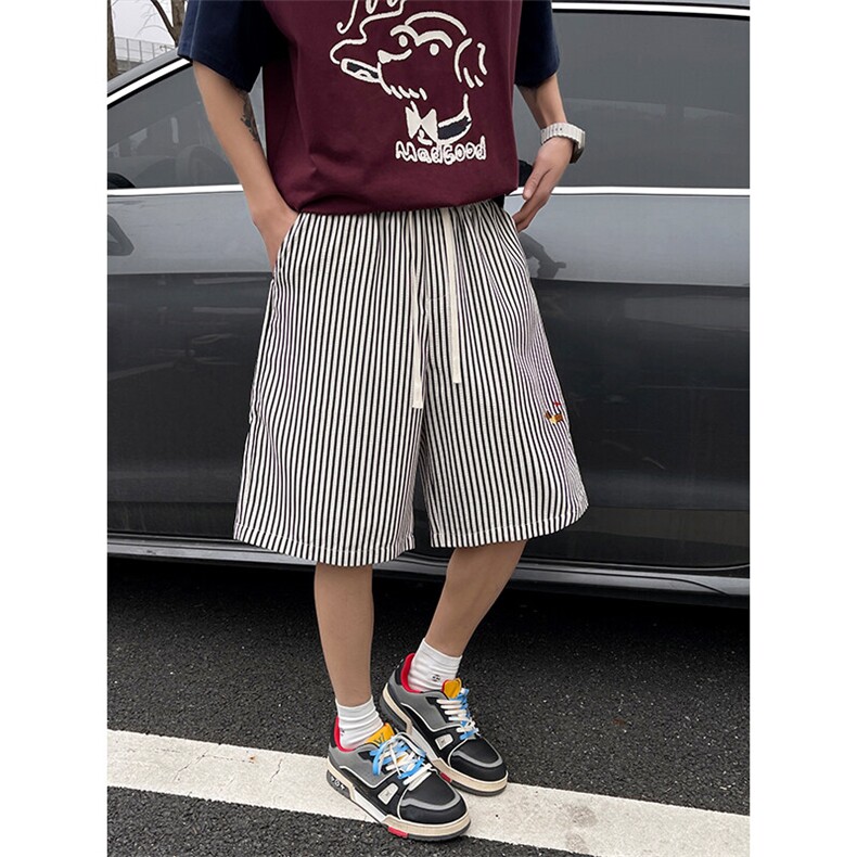 美式腊肠狗刺绣短裤男夏季薄款潮牌慵懒风cleanfit宽松休闲五分裤,男装休闲裤,电商A022