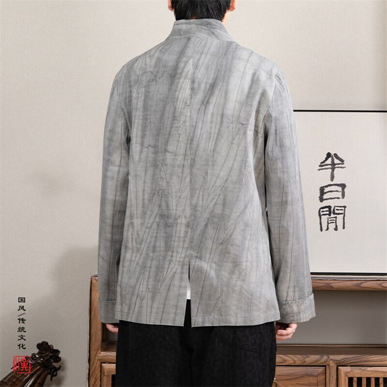 春装风男装改良汉服做旧斜襟男士道袍C236P80,男装民族服装,钱塘802
