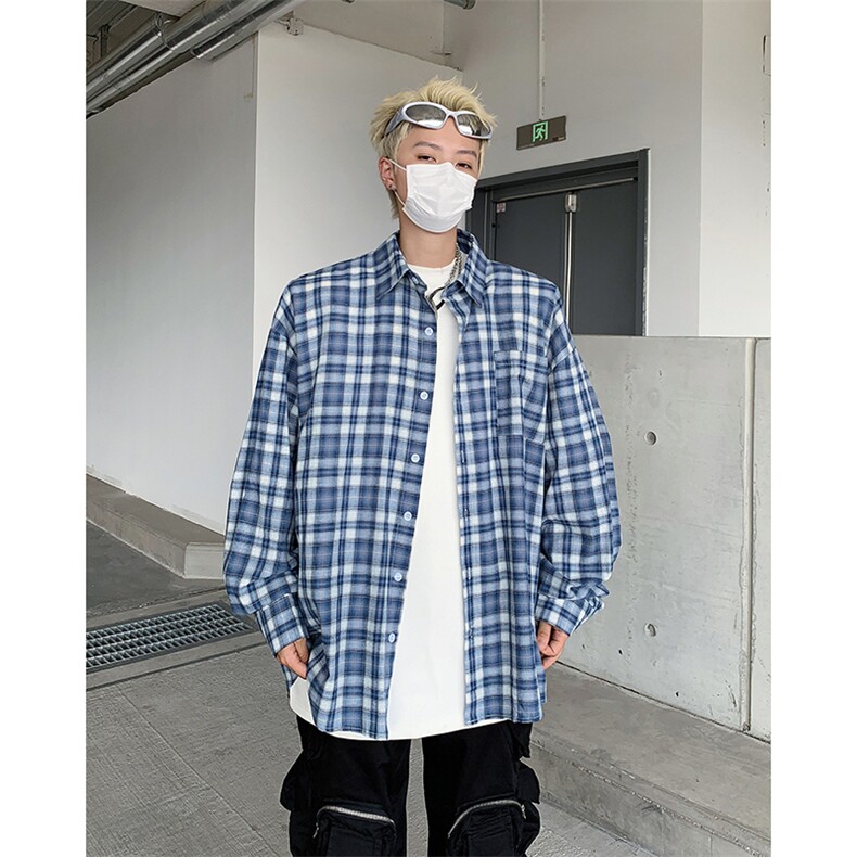 日系cityboy格子长袖衬衫男春秋ins衬衣学院风休闲外套W13855-P40,男装衬衫,星座1008